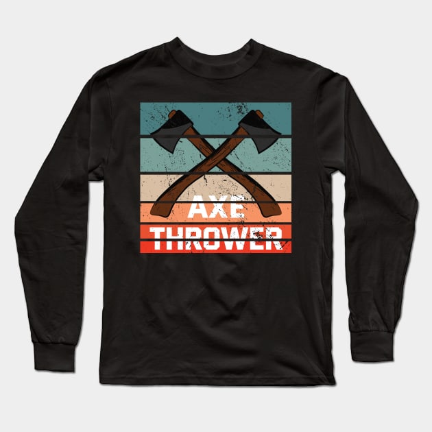 Retro axe throwing vintage axe gift Long Sleeve T-Shirt by SNZLER